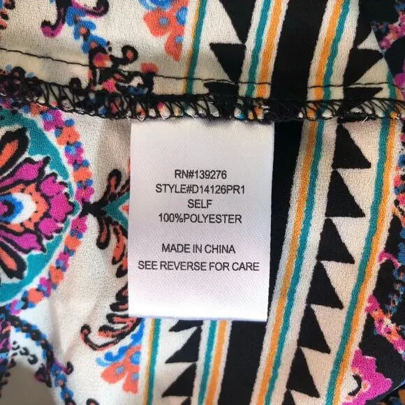 Daniel Rainn Blouse Womens Small Black Boho Floral Peasant Long Sleeve Top - Picture 8 of 8